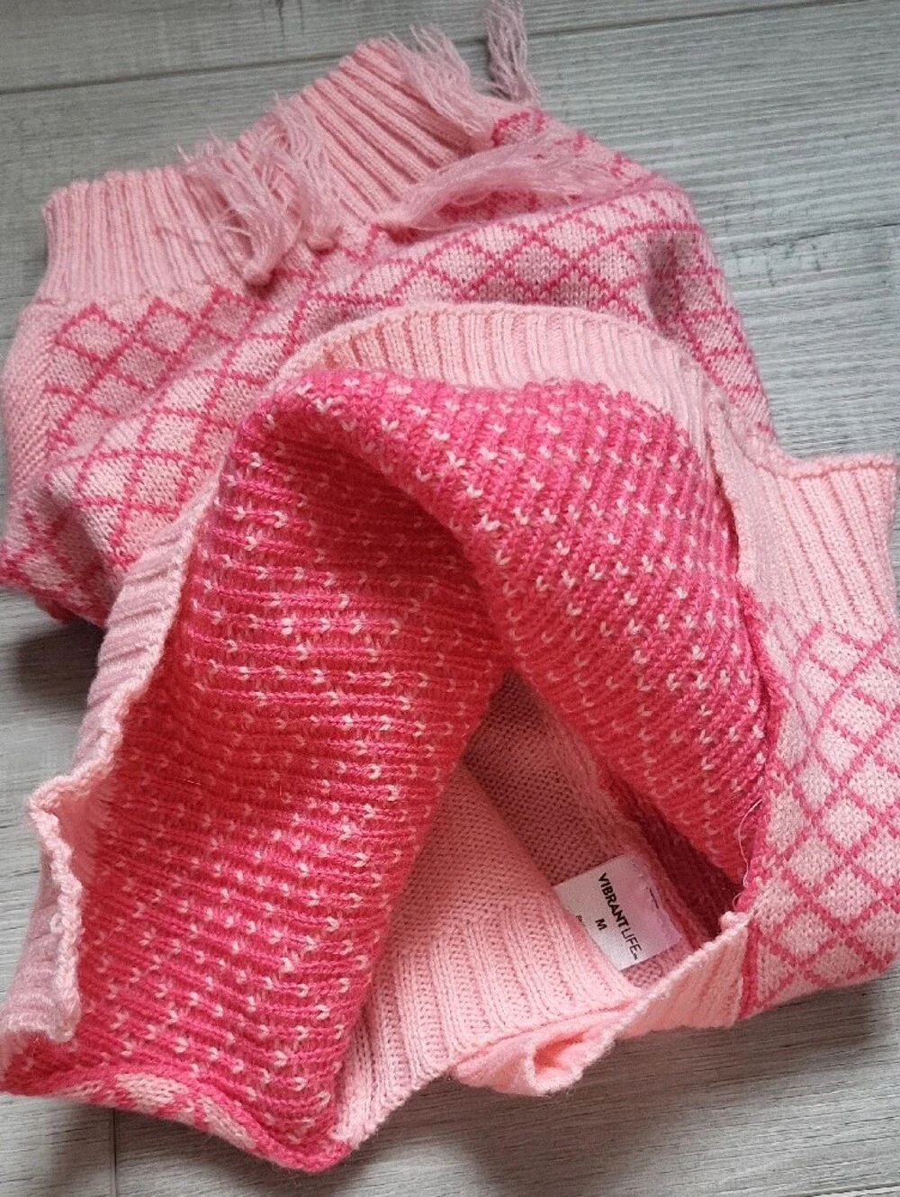 Vibrant Pink Diamond-Print Turtleneck Dog Sweater